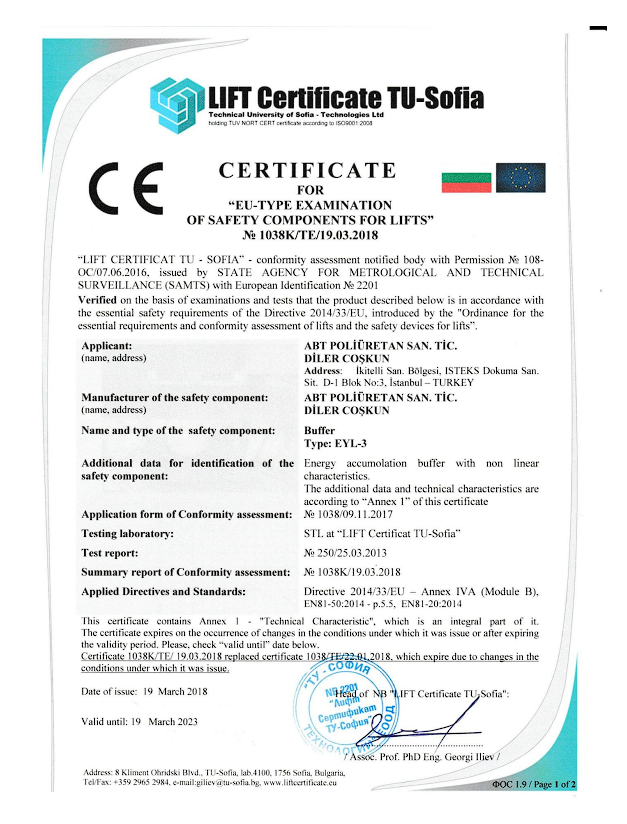 SEP 3 MODEL CE CERTIFICATE