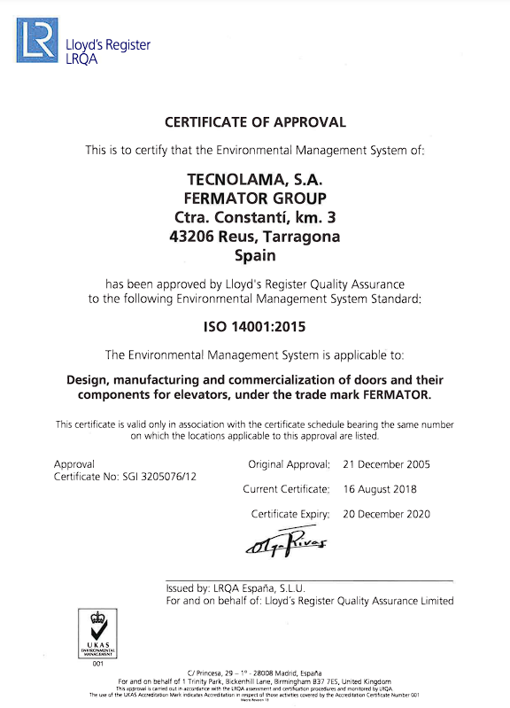 FERMATOR ISO 14001-2015