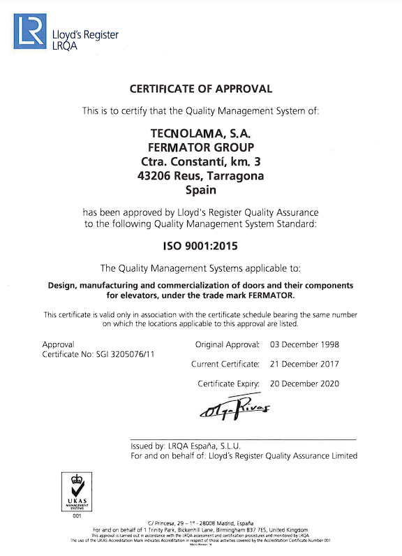 FERMATOR ISO 9001-2015